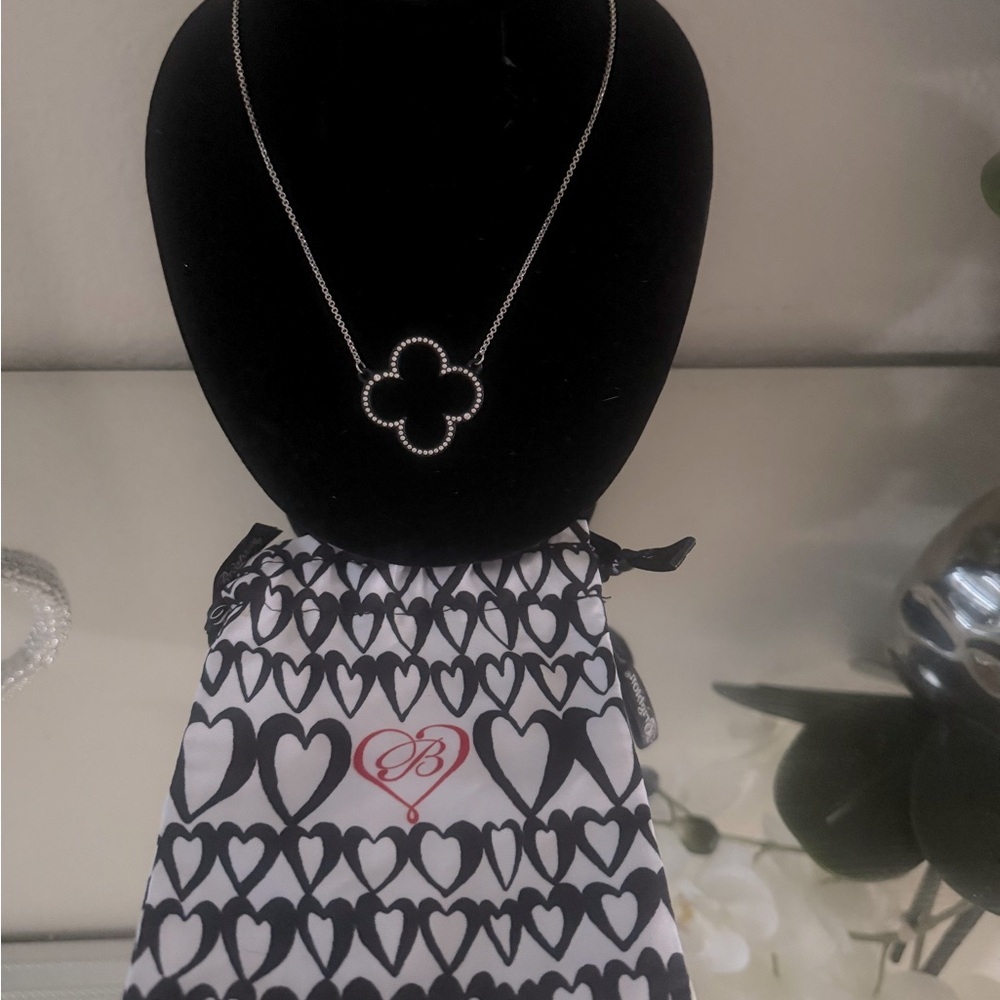 Elegant  Brighton Jewelry Silver Necklace with reversible Clover Pendant